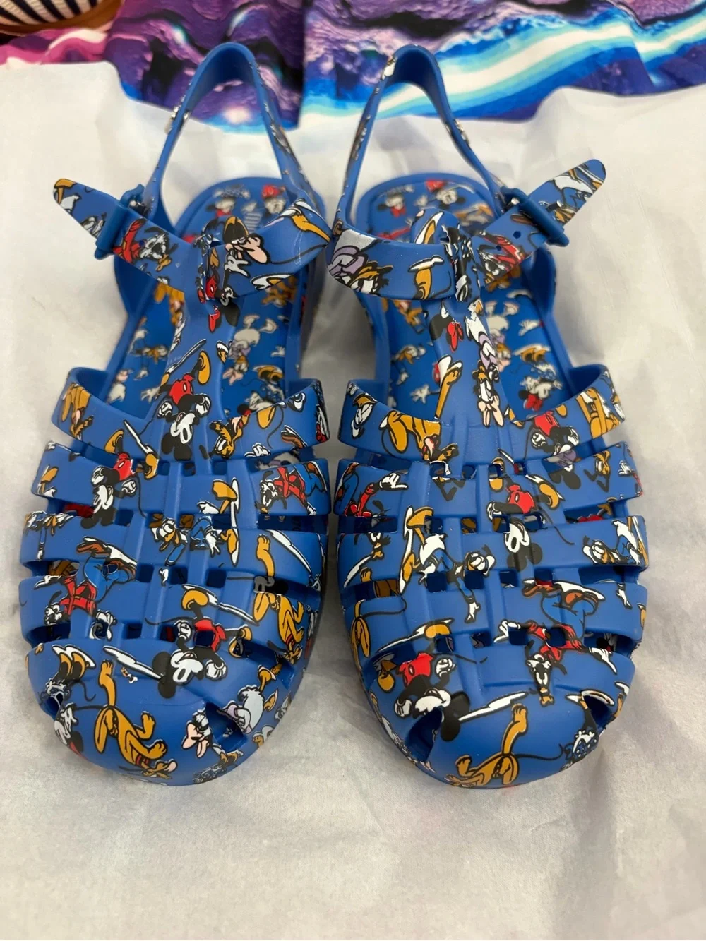 Mini Melissa disney girls  Blue Cartoon Jelly Sandals size 13